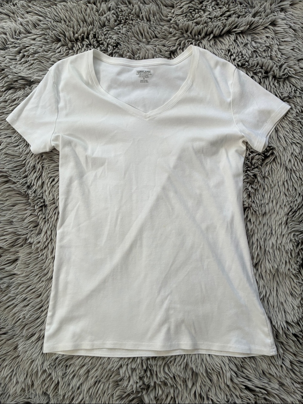 Kirkland Pima 1X Signature White V-Neck Short Sleeve Tee